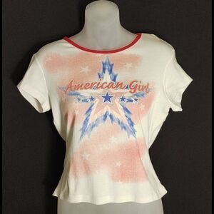 WHITE T SHIRT W/"AMERICAN GIRL" ON FRONT
